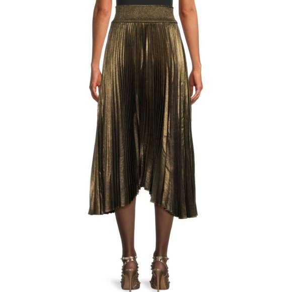Elie Tahari Metallic Pleated Midi Skirt NWT - Picture 3 of 10